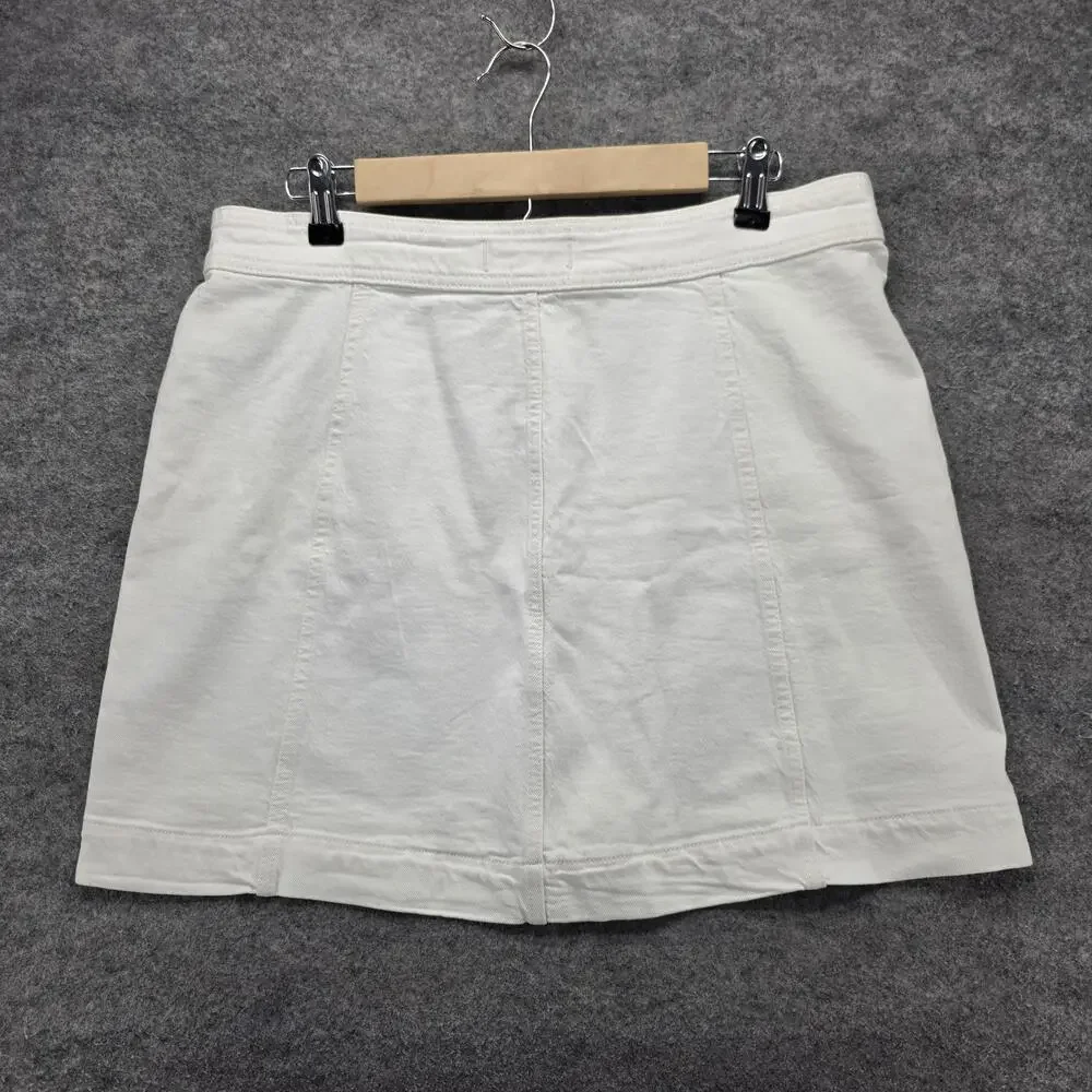 Madewell Skirt Womens 14 White Short Mini Denim Button Pockets Casual Summer